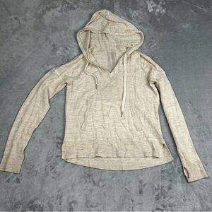 Lululemon Cream Heathered V Neck Hoodie Sweater Size 2-4